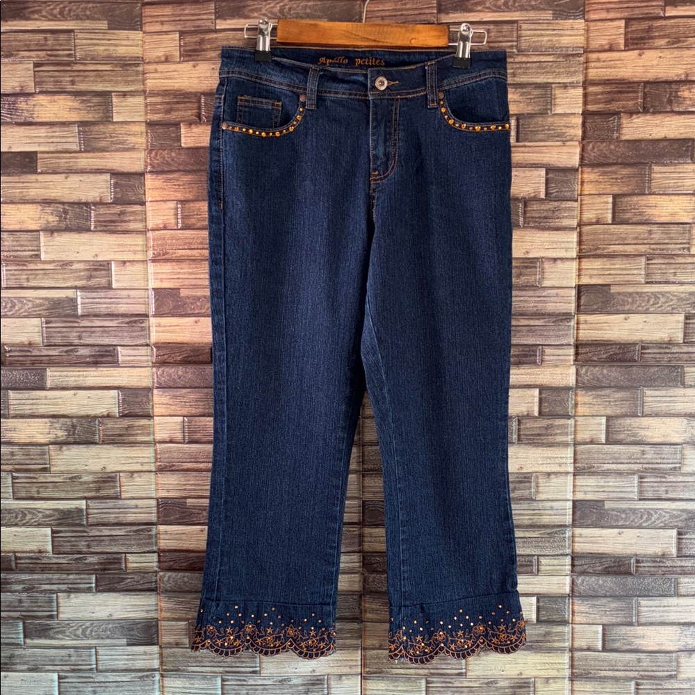 Women’s Apollo Petites Capri’s Blue Jeans Size 6P EUC